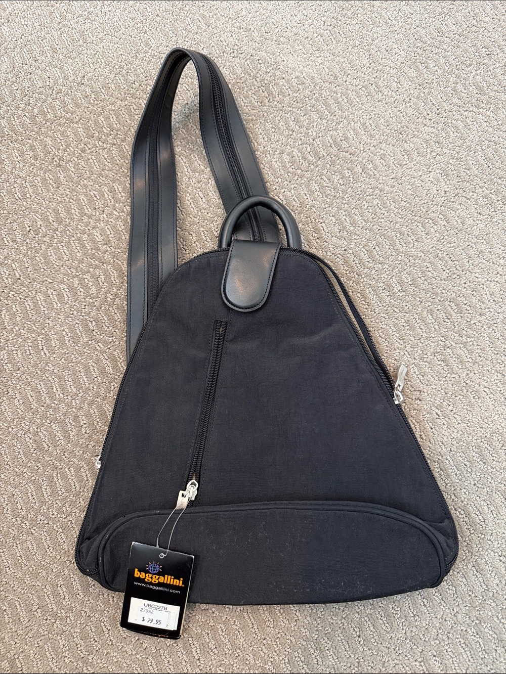 Baggallini Black Convertible Sling Backpack NEW with tag attached